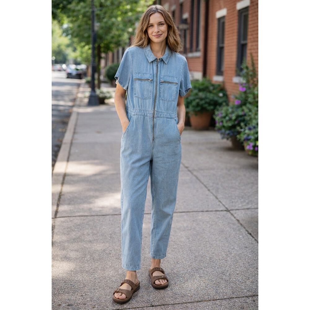 Topshop Short Sleeve Stone Boiler Jumpsuit - Sz 12
